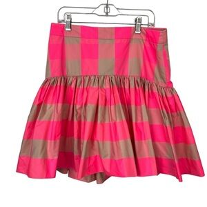 J. Crew Taffeta Pink Buffalo Checkered Ruffle Skirt